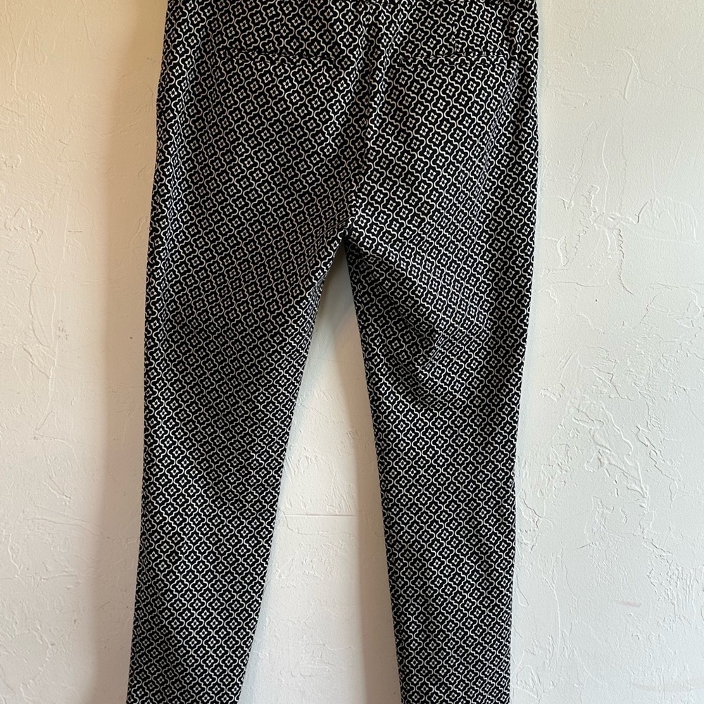 Loft Marissa Skinny Black/Tan Woven Geometric Pattern Classic Career Pants Sz 8 - Picture 6 of 10